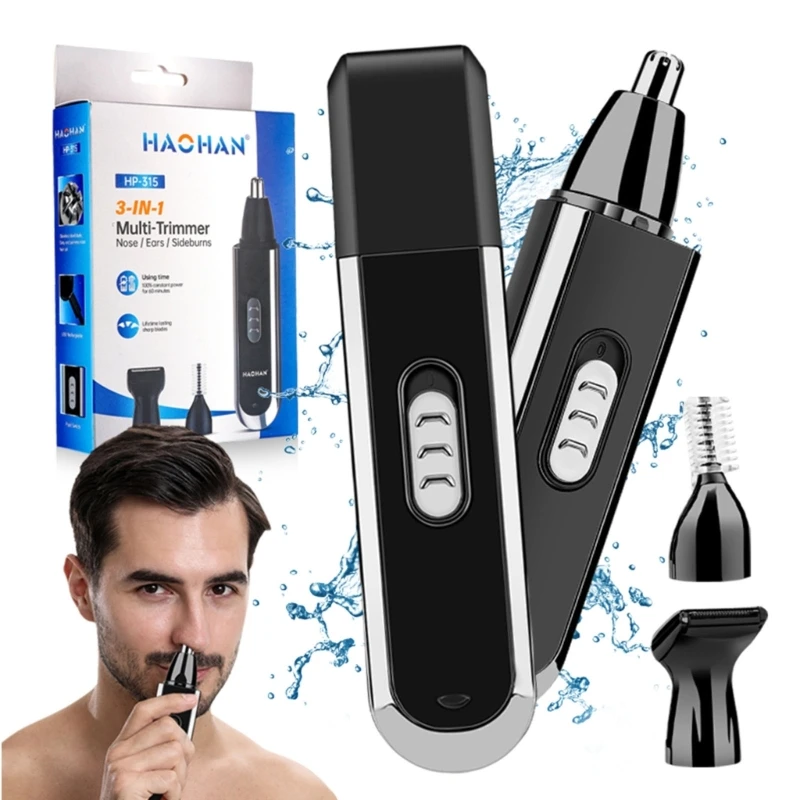 D0AB 3-in-1 Rechargeable Nose Trimmer Beard Trimmer for Men Ear Eyebrow Nose Hair Trimmer for Nose Ear Hair Removal Machine