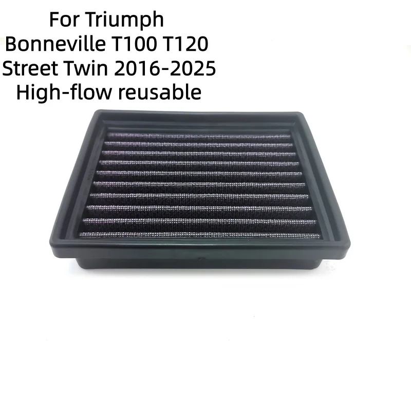 High Flow Air Filter Washable Reusable For Triumph Bonneville T100 T120 Street Twin 2016-2025 Intake Cleaner
