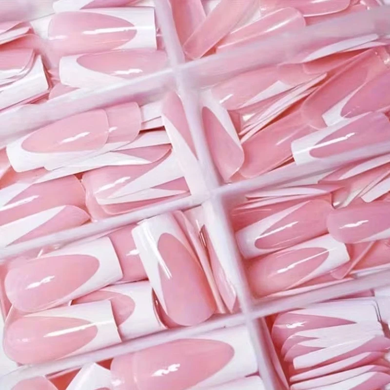 Nude Pink Fake Nails Need Adhesive Glue Press on Nails Tips Women Wearable Long Square Nail Art Stickers Full Cover False Nail