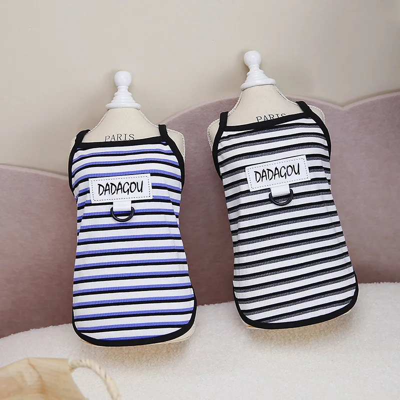 Blue Striped Pet Vest New Summer Puppy Camisole Teddy Two Legged Clothes Dog Cool and Breathable Clothing S-XXL