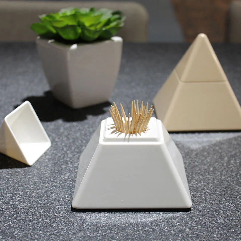 Pyramid Shaped Toothpick Holder Toothpick Dispenser Storage Bucket Room Convenient Toothpick Life Box Home Creative Ornament