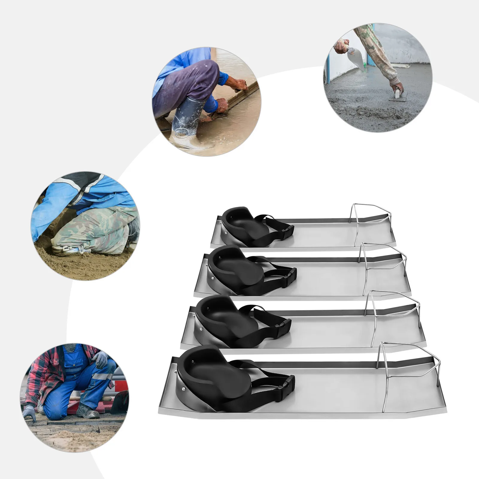 

4pcs 2 Pair Concrete Knee Board,s 70*20*10cm Stainless Steel Kneeler Board, Knee Sliders Finishing Tools