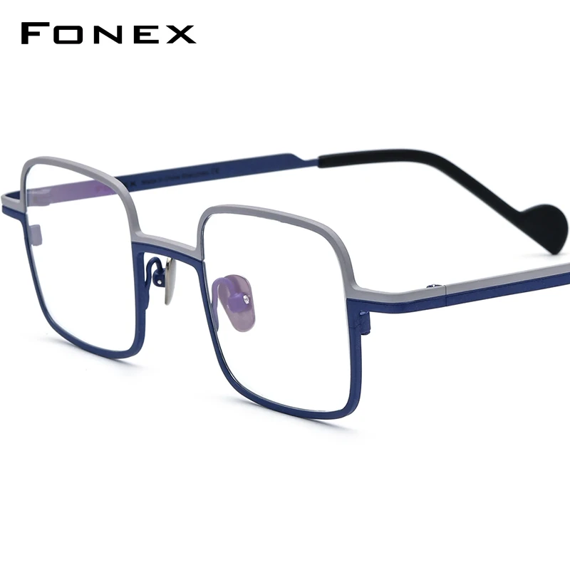 

FONEX Pure Titanium Glasses Women Colorful Retro Square Eyeglasses 2022 Men Vintage Eyewear F85746