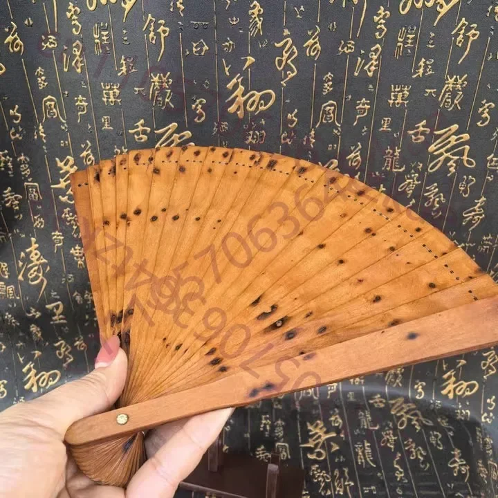 Lightning struck jujube wood, solid wood fan ornaments, decorative crafts