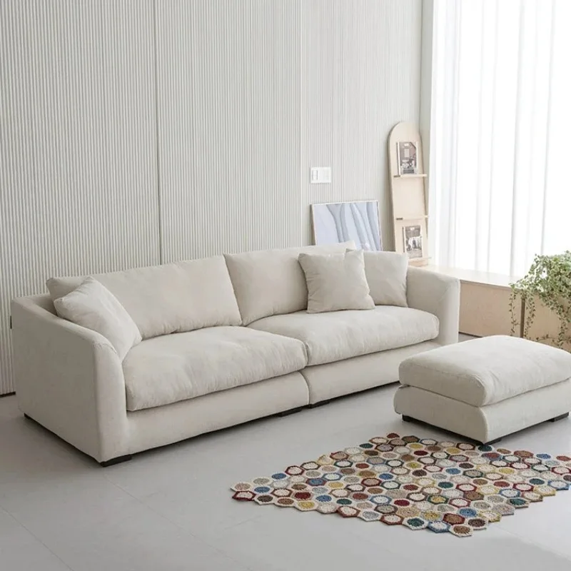 Cotton and linen sofa living room double three Nordic cream style removable and washable fabric small apartment straight sofa