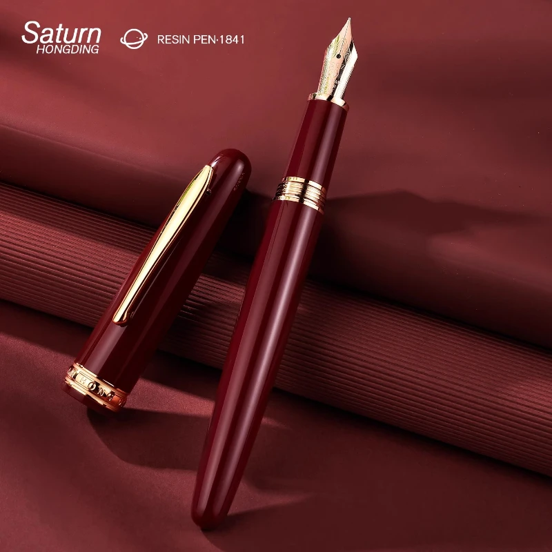 Hongdian 1841 Saturn Fountain Pen Resin High-end Tip Pen for Men and Girls Special Retro Practice Pen