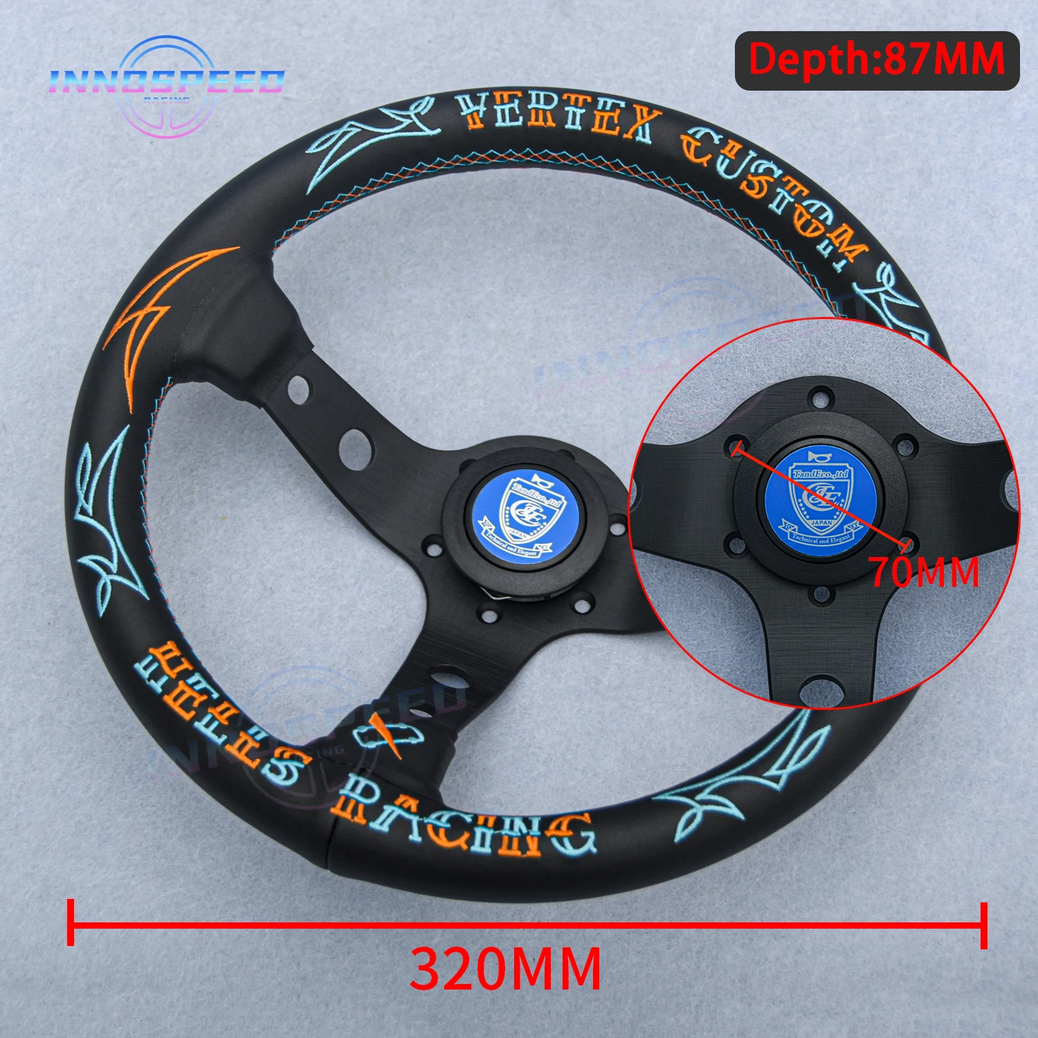 Lastest Vertex Custom Hells Leather Steering Wheel JDM Deep Dish Racing Sport Steering Wheel Gaming Car Accessories