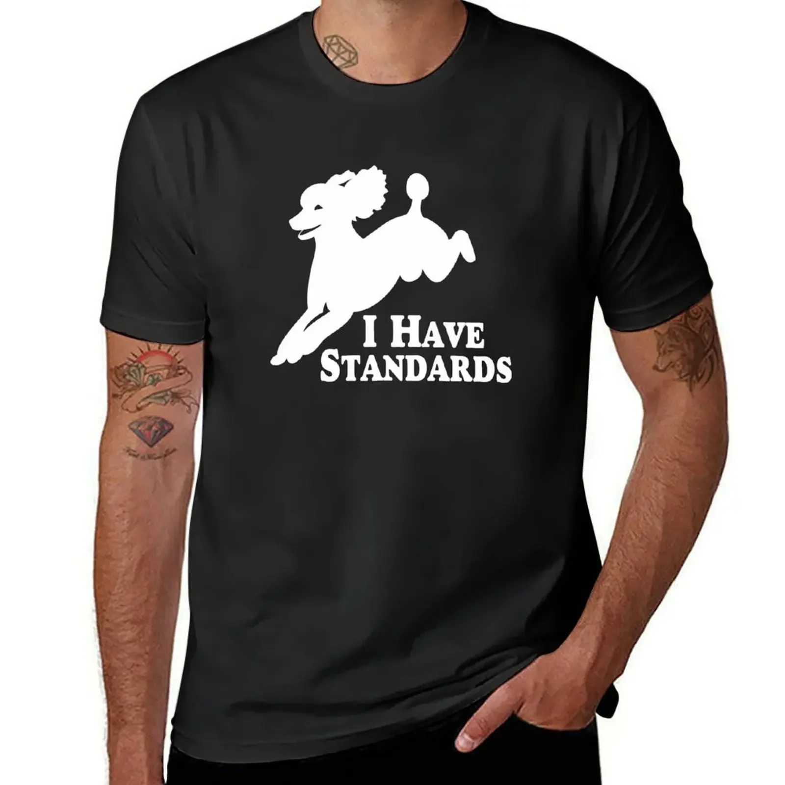 I Have Standards | Jumping Standard Poodle | NickerStickers? on Redbubble T-Shirt heavyweights sweat shirts, men