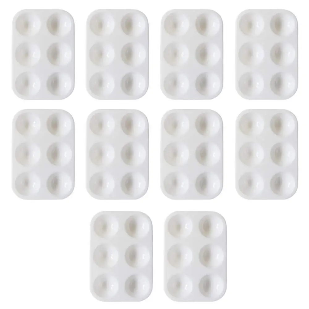 10PCS graffiti coloring white Painting Tray Plastic Rectangular Watercolor Palette 6 Round Wells Art Paint Tray Palette