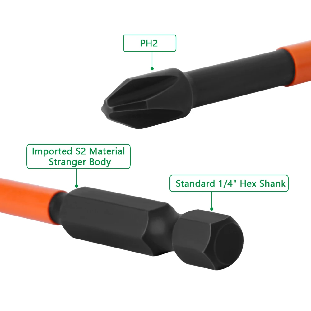 Lavie 150 Sechs kant griff starkes magnetisches s2 Material ph2 x 25-mm Schrauben dreher Bit Set ph2a