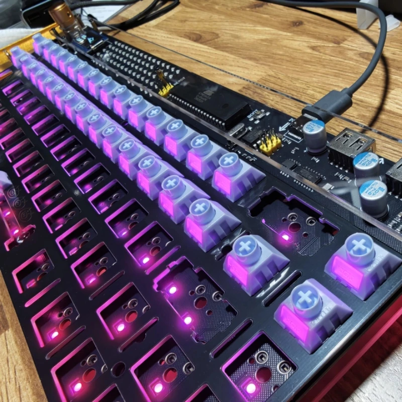Lele76Y2K Mechanical Keyboard Customized Hot Swap Mirror Acrylic Bare Board Industrial Style E-sports Gaming Office Keyboard