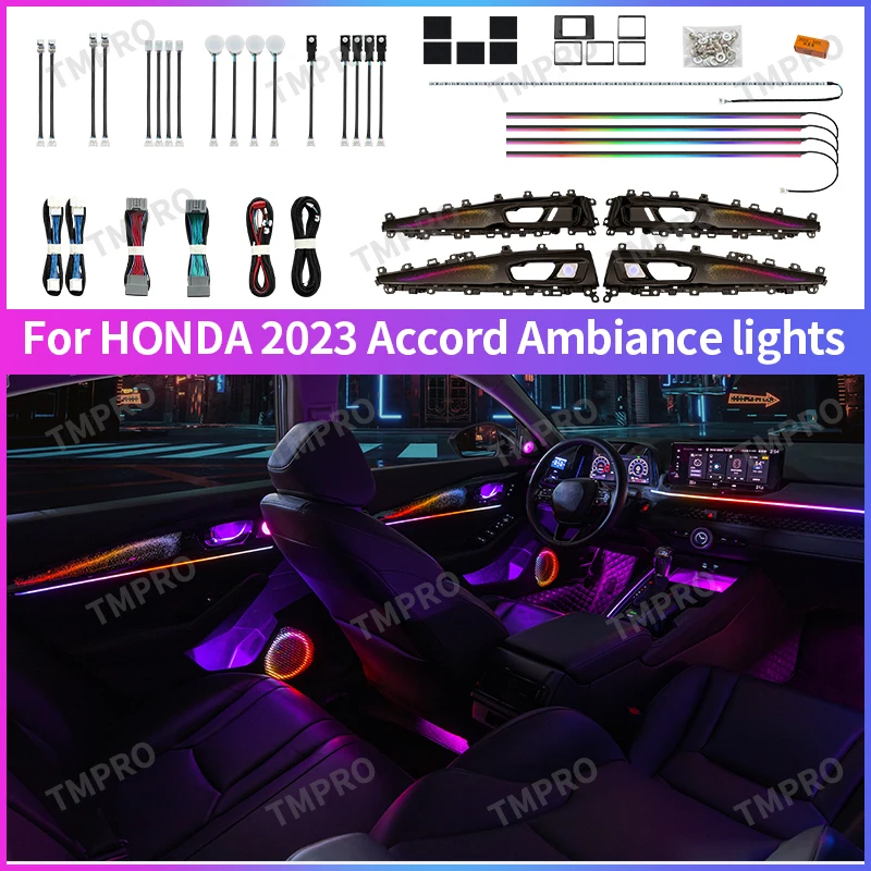 

Applicable for 2023-2024 Honda Accord Car Ambient Lights Automotive Interior Decoration64 Colors LED Safety assistance systems