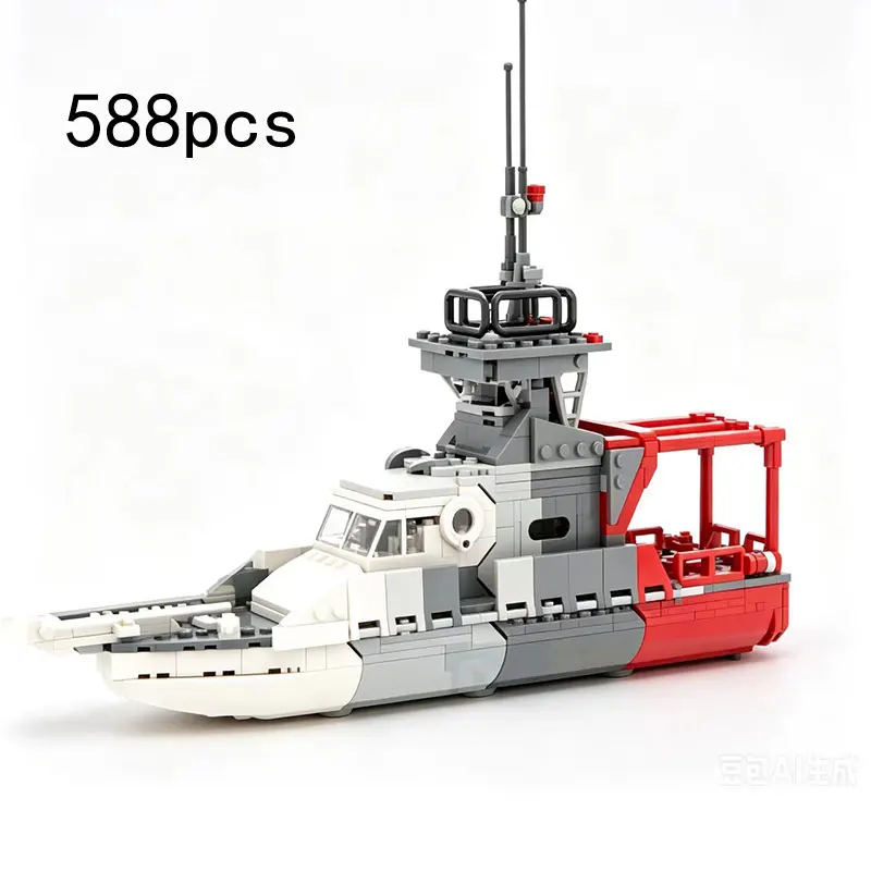 

MOC 588PCS Search and Rescue Speedboat Small Particle Assembly Building Blocks Small Boat Model Toy Ornament Gift