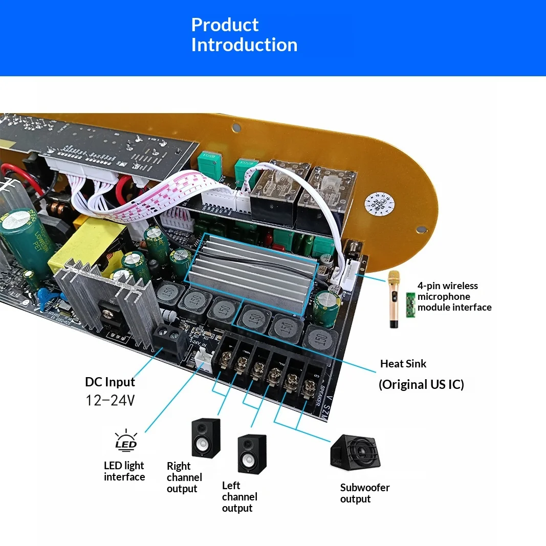 Picture 5: SZM D900B Power Amplifier Board Dual-channel Bluetooth Power Amplifier Motherboard Subwoofer High Power 200W Audio Amplifier