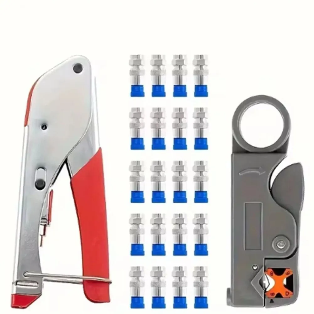

Carbon Steel Coax Cable Crimper Multifunctional Coaxial Compression Wire Stripper Tools Set Wear-Resistant Coax Cable Extend
