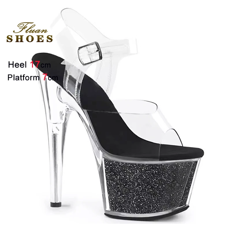 

2026 Summer Sandals Women 15 17 20cm High Heel Crystal Thin Heels Women Luxury Wedding Shoes Sexy Transparent Platform Sandals