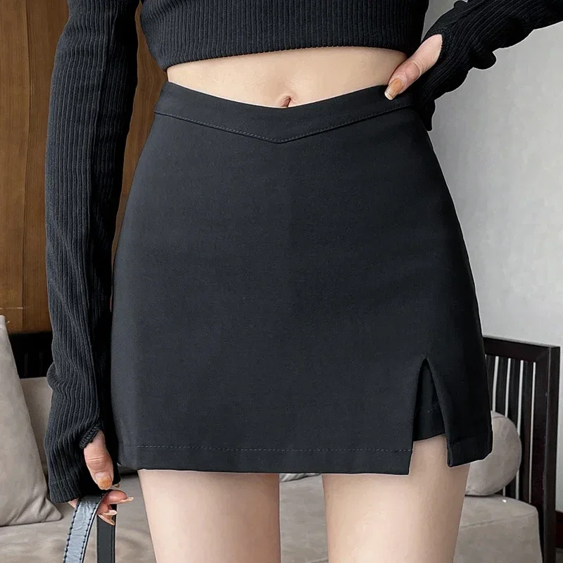 Culotte taille haute à ourlet fendu pour femmes, jupes de surintendant sexy, pantalons décontractés pour femmes, mode coréenne, avocat, filles cool, été