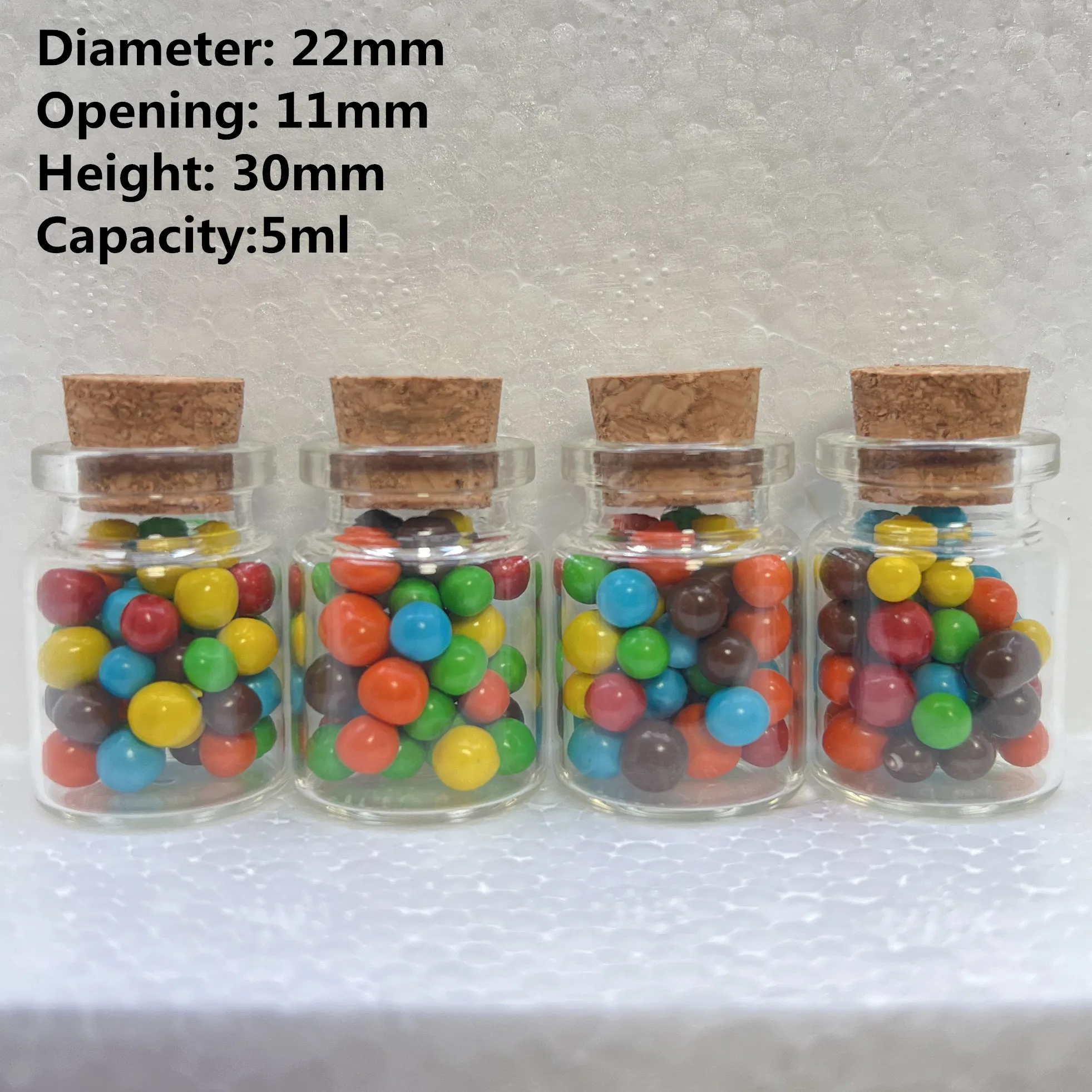 50/105 pcs/lot Narrow-mouth Small Glass Test tube 5ml 11*22*30mm Glass Bottles Cork Stopper Crafts Jars Mini Empty Bottles Gift