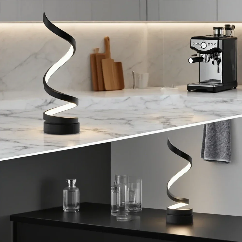 مصباح طاولة حلزوني قابل للتعتيم LED مناسب لغرفة المعيشة وغرفة النوم والدراسة ومصباح بجانب السباحة قابل للتعديل للاستخدام المكتبي والمنزلي