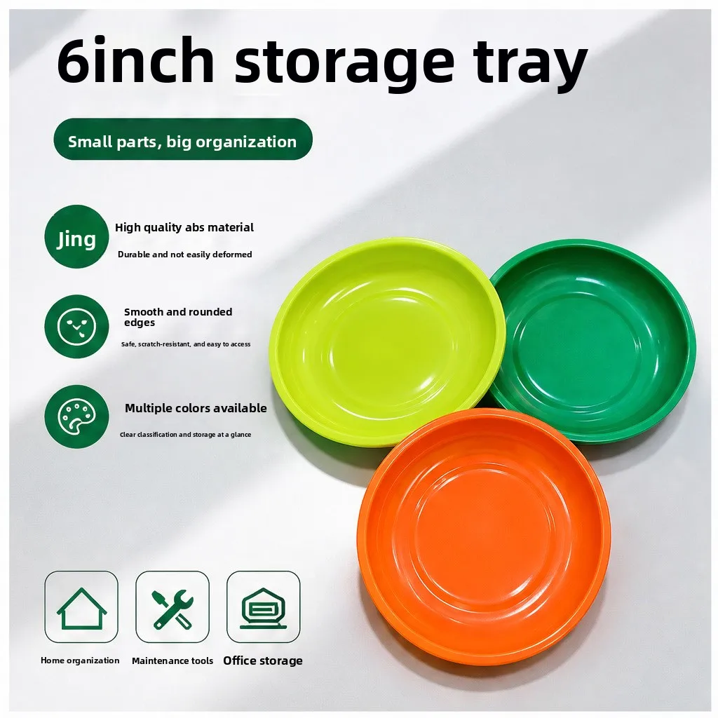 3-piece Set, Plastic 6-inch Storage Plate 6-inch Round Magnetic Bowl, Suction Disk, Smooth Curling and No Burrs. Trays