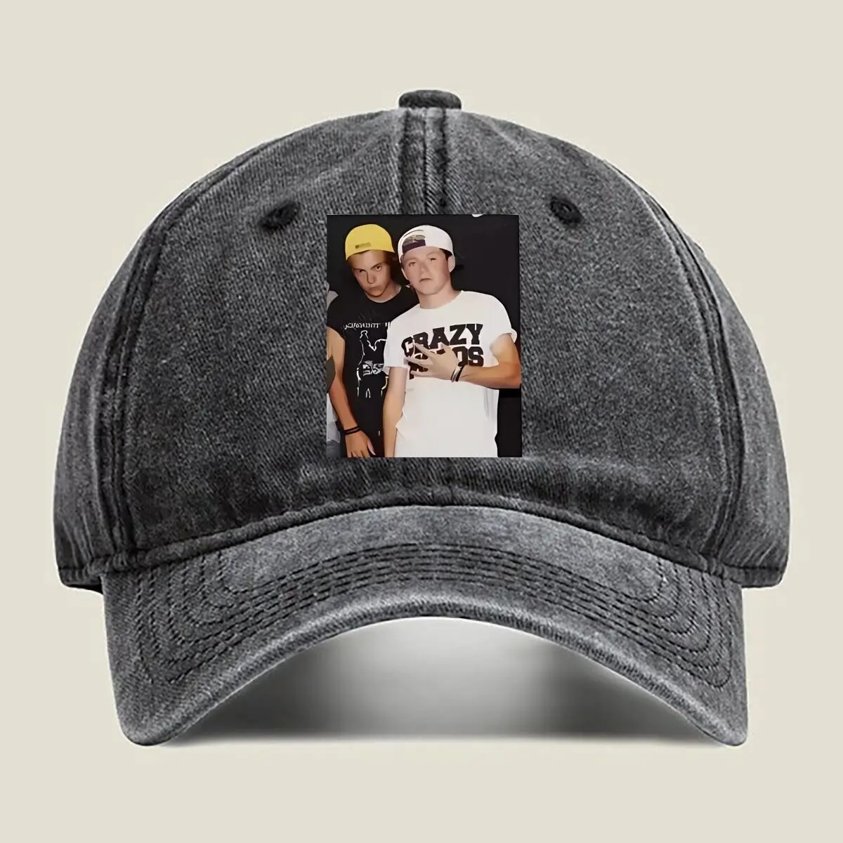 

Casual Duo Photo Real - Life Friends in Streetwear Style Washed Baseball Cap