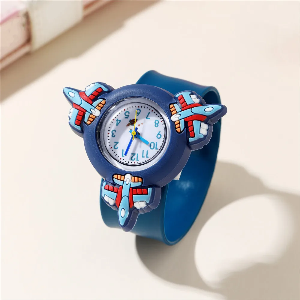 Fashion Children Students Rocket Airplane Pattern Kids Boys Girls Watch Gifts