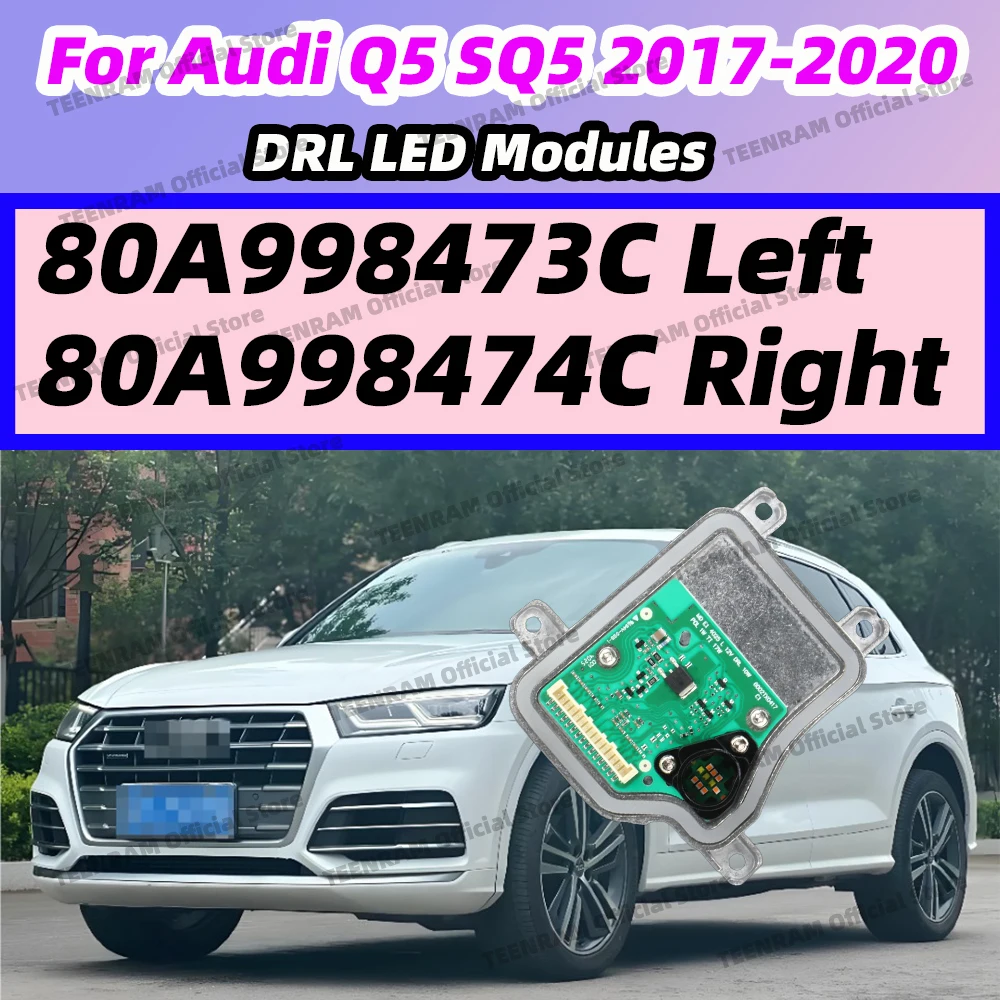 1pc-led-drl光源ボードユニット-80a998473c-80a998474c-アウディ-q5-sq5-2017-2018-2020-マトリックスヘッドライト-デイタイムランニングランプ用