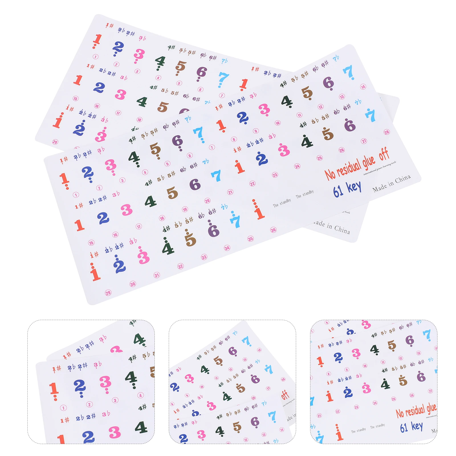 

2 Sheets Keyboard Stickers Piano Notes Silicon Transparent Numbered Cartoon