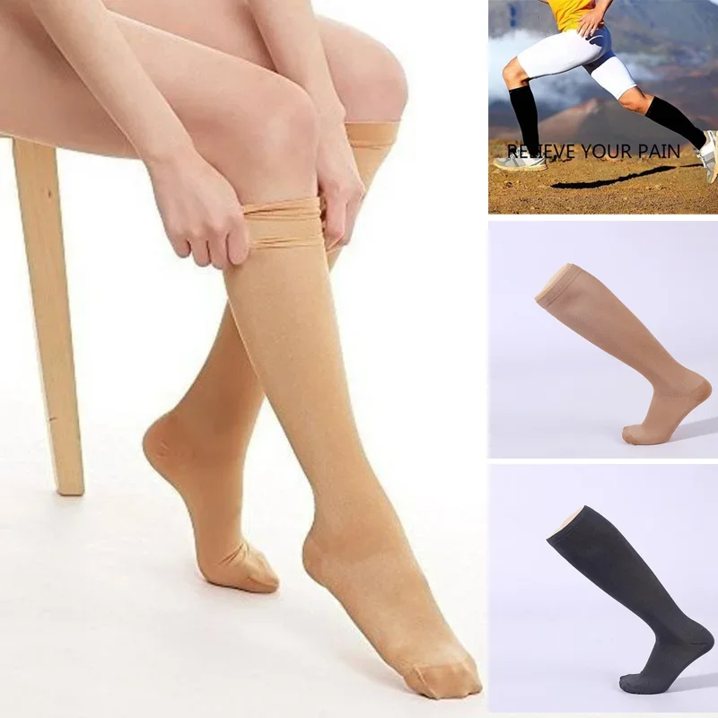 Unisex Socks Compression Stockings Pressure Varicose Vein Stocking Knee High Leg Support Stretch Pressure Circulation Sports