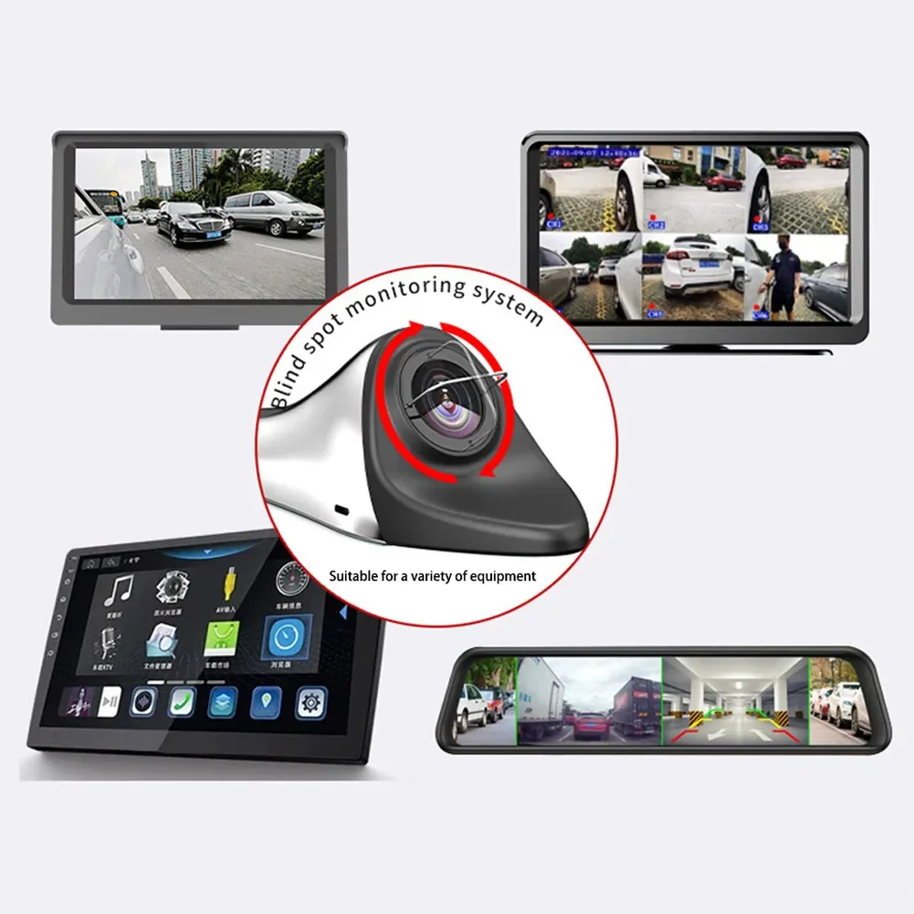 1080P Car Rear View Camera Blind Spot Auxiliary Reversing Backup Side Camera CVBS/AHD Shark Fin IP68 Waterproof Rotatable Lens