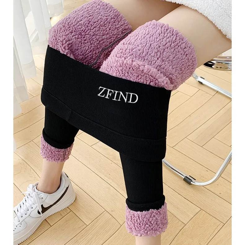 High Waist Yoga Pants Cloud Velvet Spiral Cotton Women's Base Layer Trousers Autumn Winter Warm Pants Long Pants