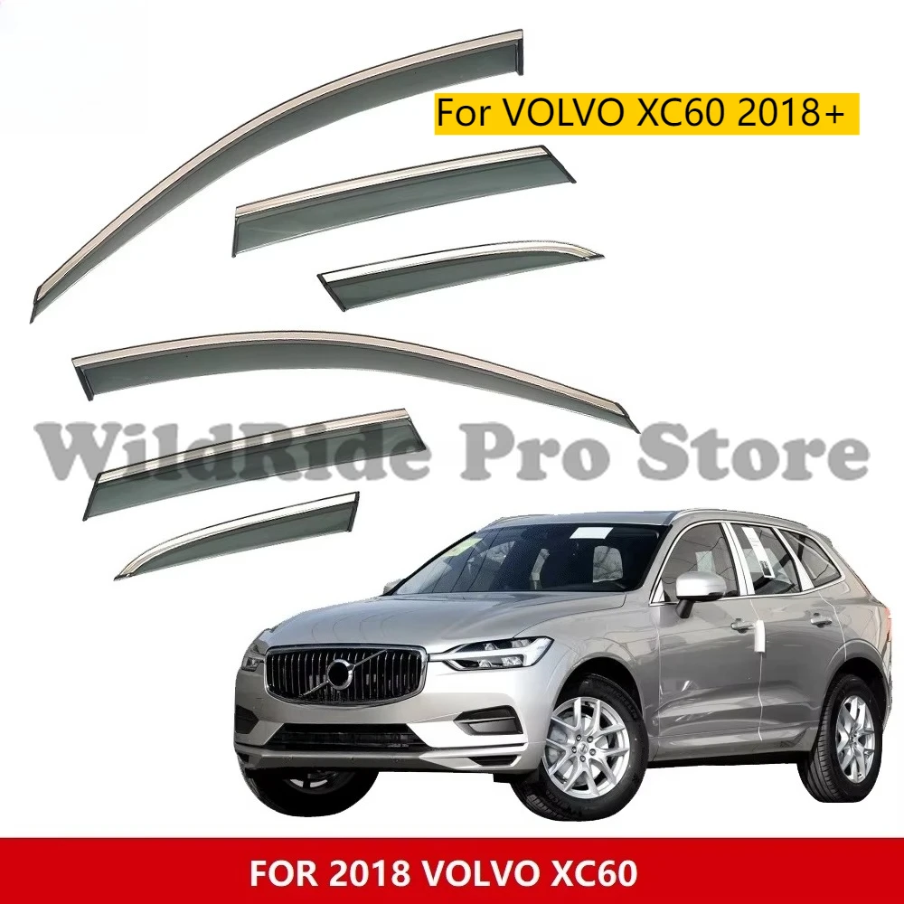

6 шт. ДВЕРНЫЙ козырек для VOLVO XC60 2018 + автомобильные дефлекторы для литьевого окна, вентиляционный козырек