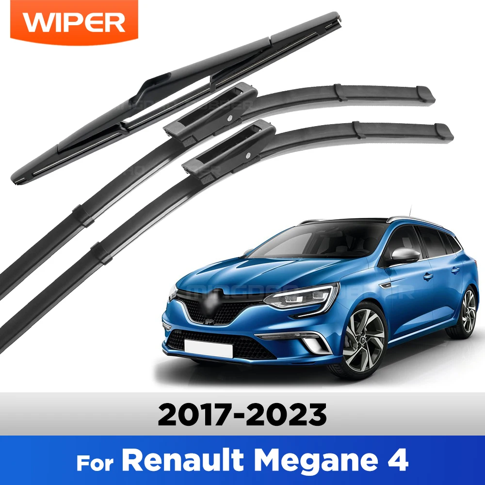 

For Renault Megane 4 2017-2023 2018 2019 2020 Wiper Front & Rear Wiper Blades Windshield Windscreen Window Brushes 24"+18"+9"