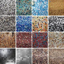 30X30Cm Self Adhesive Mosaic Wall Decal Waterproof Kitchen Bathroom Wallpaper Wall Stickers Small Lattice Crystal Sticker Tile
