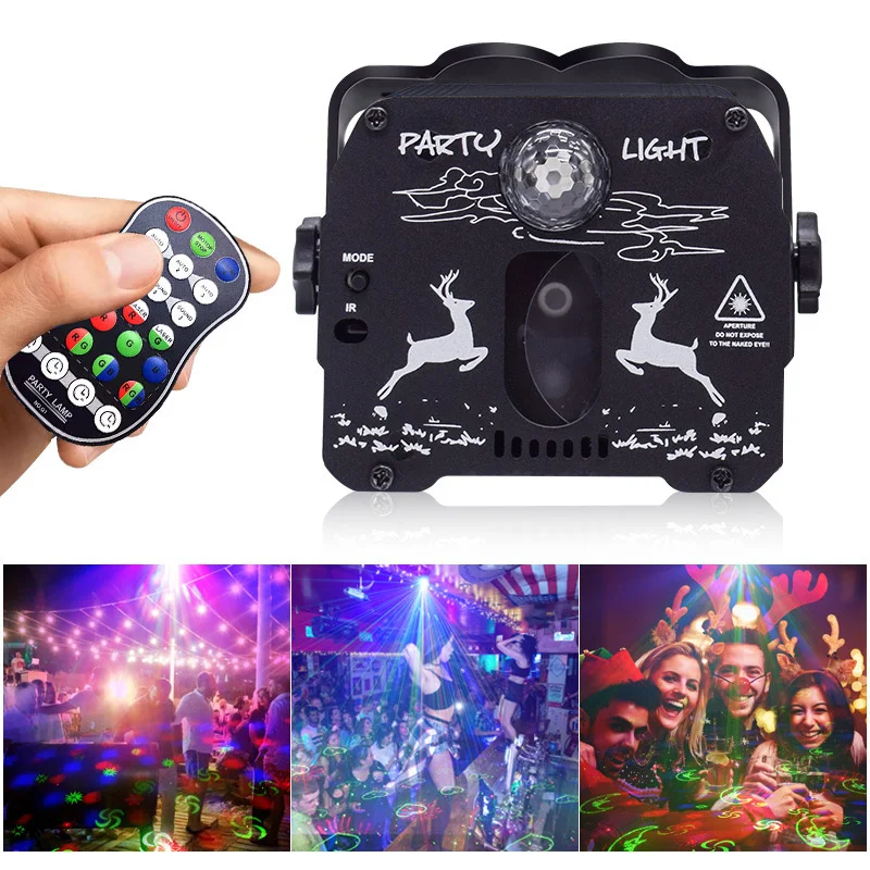 3in1 disco laser céu estrelado lazer oceano luz projetor bola mágica lâmpada luzes de festa em casa controle de som remoto para a decoração do quarto