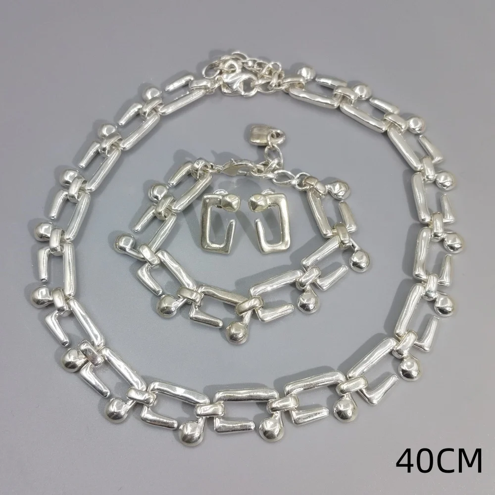 2026 Spring Retro Cool Wind Gold Silver Curved Rivet Set Three Piece Set Holiday Gift