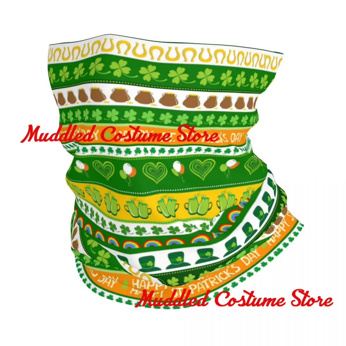 

Custom St Patrick's Day Lucky Clover Leaf Bandana Neck Gaiter for Hiking Men Women Wrap Scarf Headband Warmer Face Scarf Cover