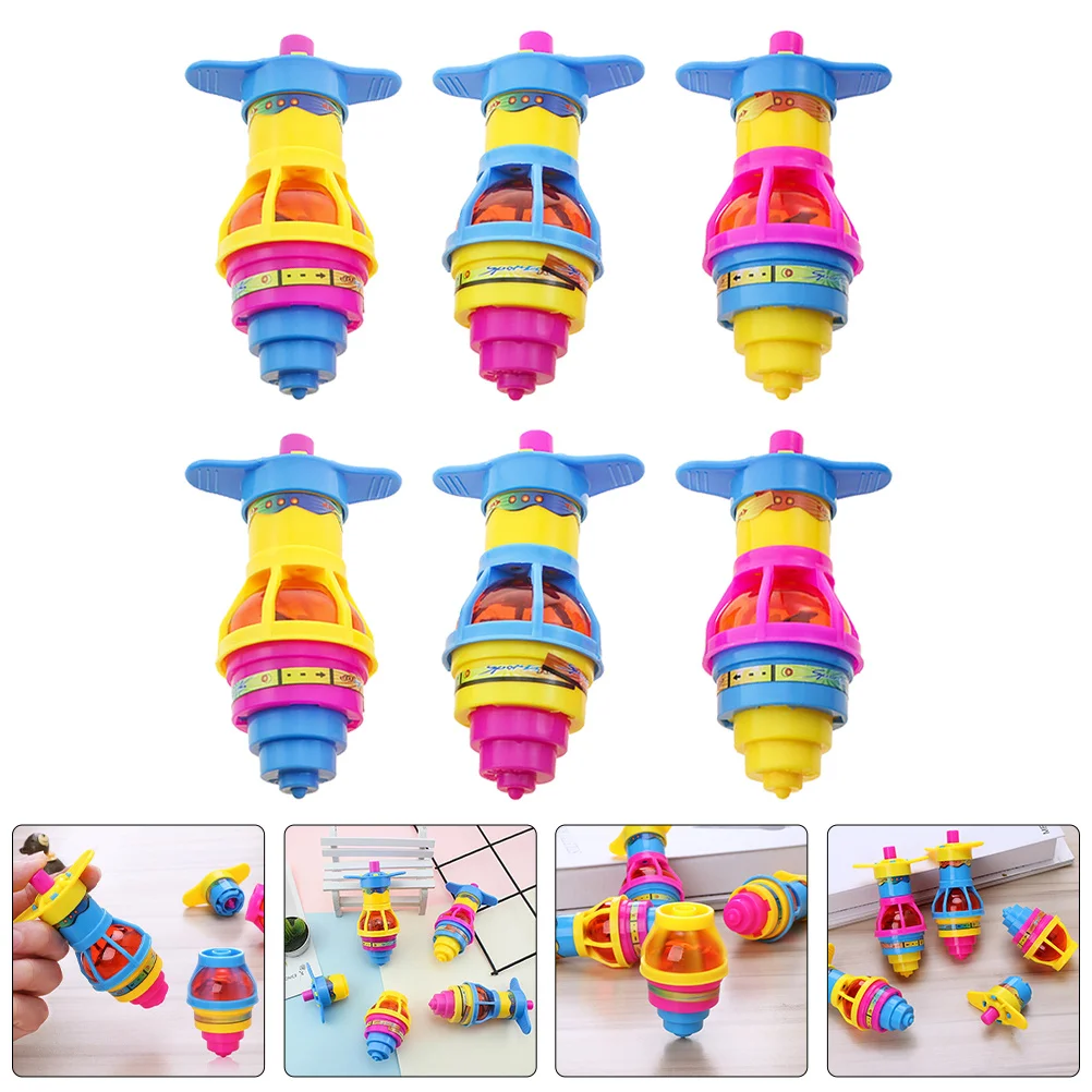 

6 pcs Luminous Gyro Tire Shape Plastic Rotating Gyro For Kids Hand-Eye Coordination Children Educational Plaything Small