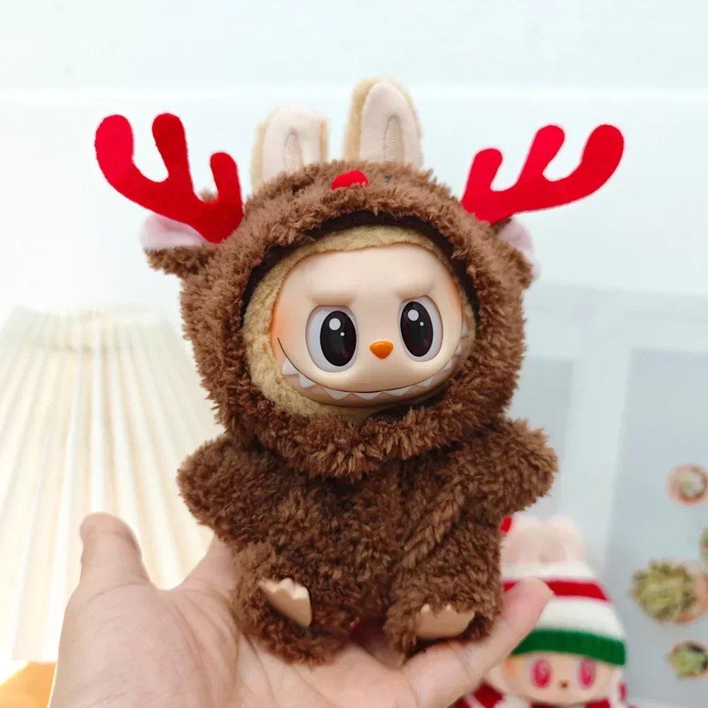 For Labubu Idol V1 V2 Elk 17cm Plush Doll Clothes Outfit Accessories Christmas Cookie Man Sweater Hat Clothing New Year Gift