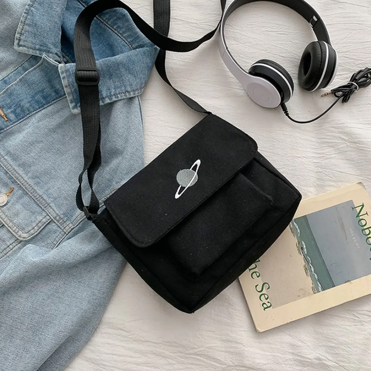 Torba na ramię z materiału żeglarskiego, w stylu koreańskim, oryginalna torba crossbody Suefeng dla uczennic. — zdjęcie 5