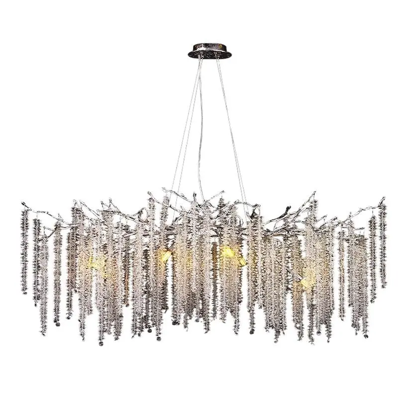ENGRAVED Modern Crystal Chandelier silver Tree Branch Chandeliers Pendant Ceiling Chandeliers Light for Dining Room Living Room