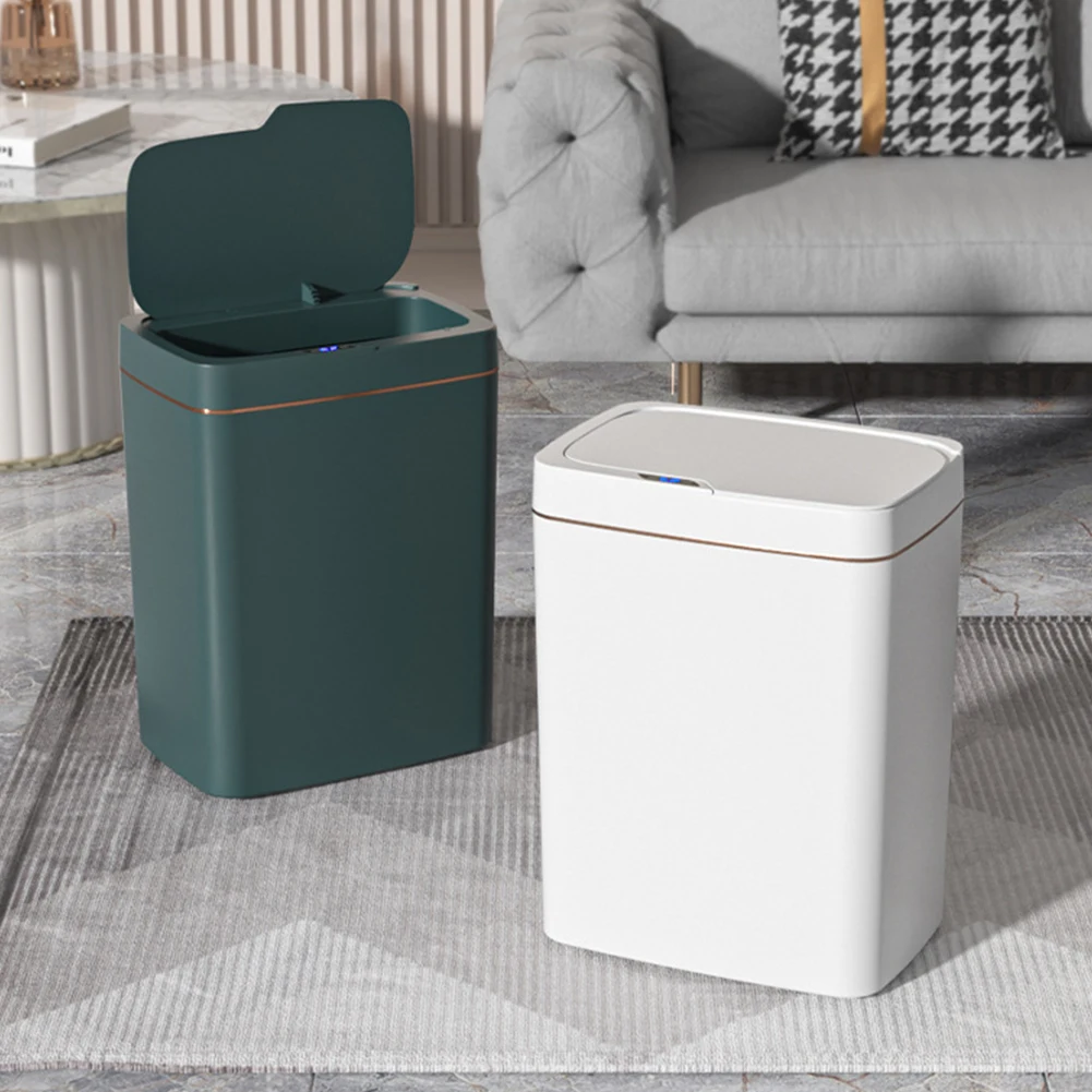 

15/18L Intelligent Touchless Trash Can Waterproof Auto Motion Sensor Rubbish Can Quiet Wastebasket for Kitchen Bathroom Bedroom