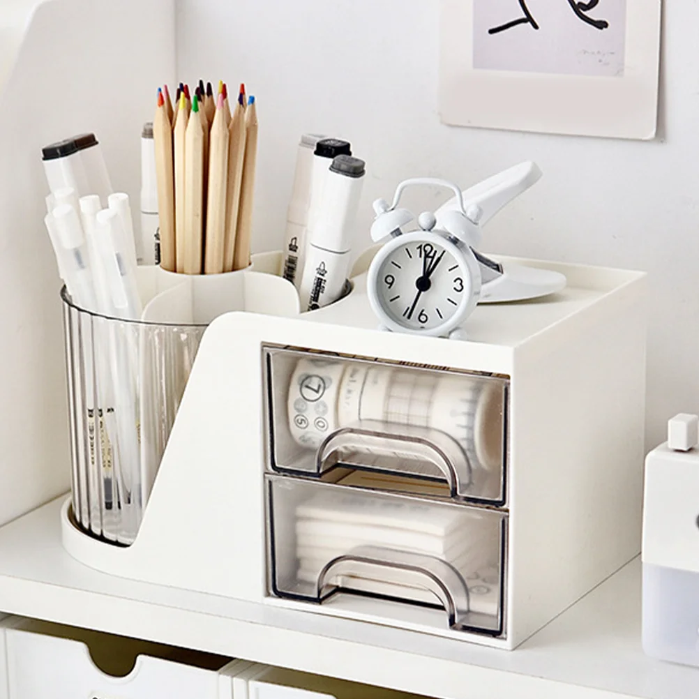 

Office Supplies Organizers and Storage Rotating Drawer Pen Holder Small Drawers File White Student