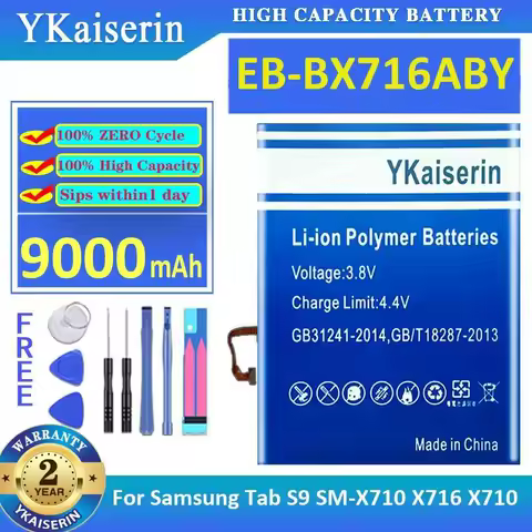 EB-BX716ABY 9000Mah High-Efficiency Tablet Battery For Samsung Tab S9 SM-X710 X716 X710 Premium Replacement