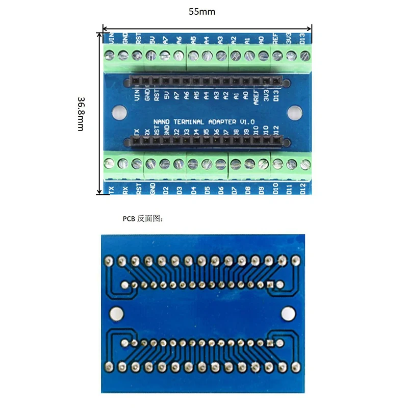 Nano V1.0 Io Shield Eenvoudige Extensie Blue Board Eindproduct 55*36.8Mm