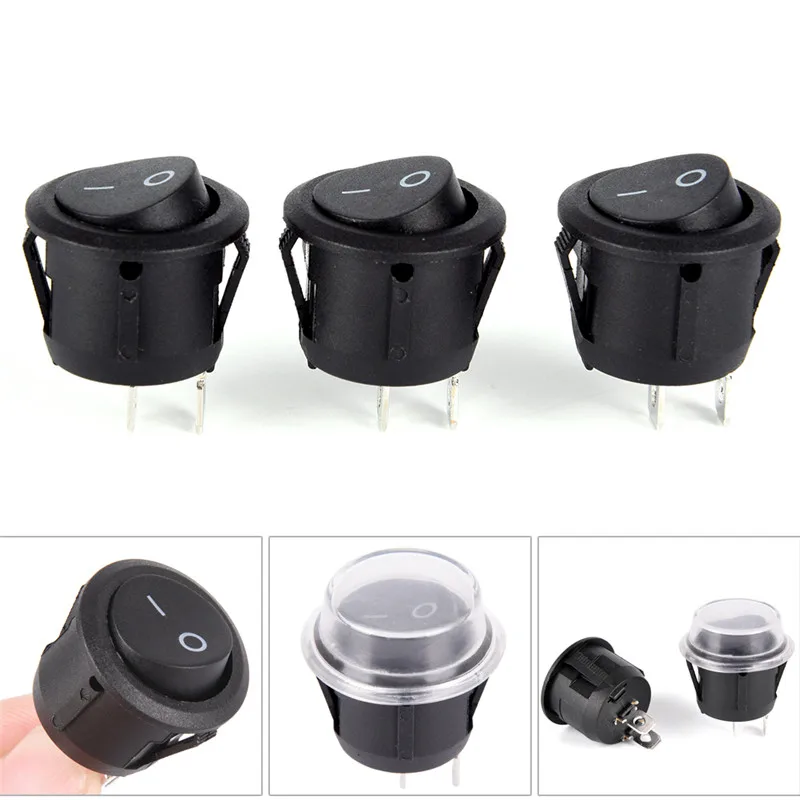 1PCS 2-PIN ON-OFF SPST Round Dot Car Auto Rocker Toggle Switch+Waterproof Cover