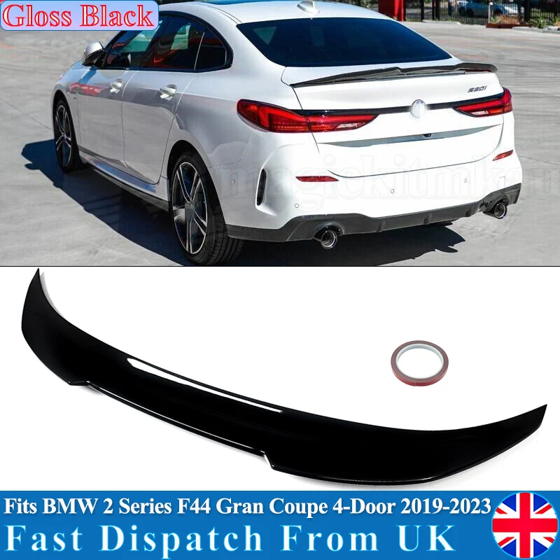 

For BMW 2 Series F44 218d 220i Gran Coupe 2019 2020 2021 2022 2023 Rear Trunk Lip Boot Spoiler Trim Glossy Black Tail Fin Wing