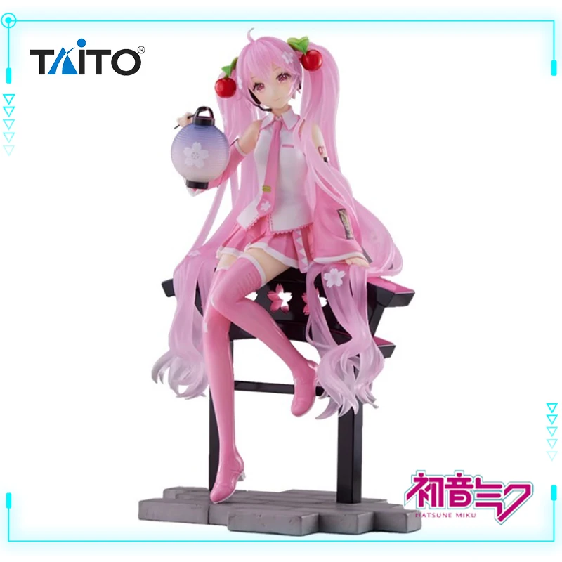 Taito Original Genuine Vocaloid Singer Piapro Characters Hatsune Miku Artist MasterPiece+ Sakura Lantern 18cm Model Toy Figures