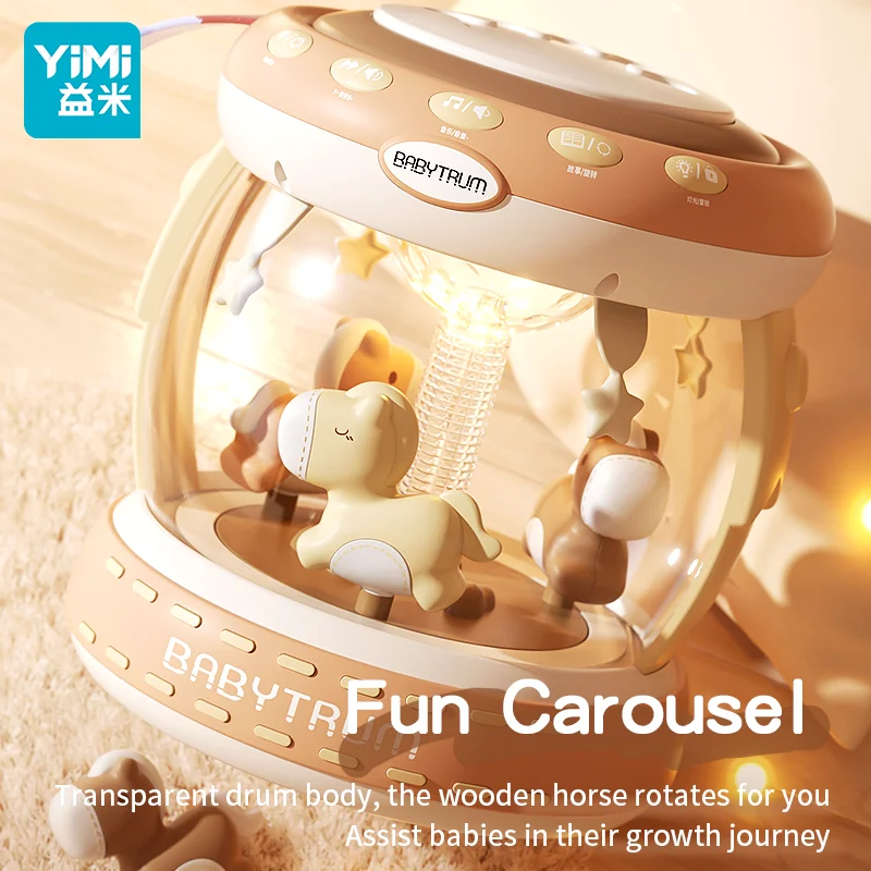 YIMI キッズハンドドラム音楽玩具 ベビーミュージカルオーシャン回転玩具 ライトアップ幼児玩具 カルーセル音楽玩具