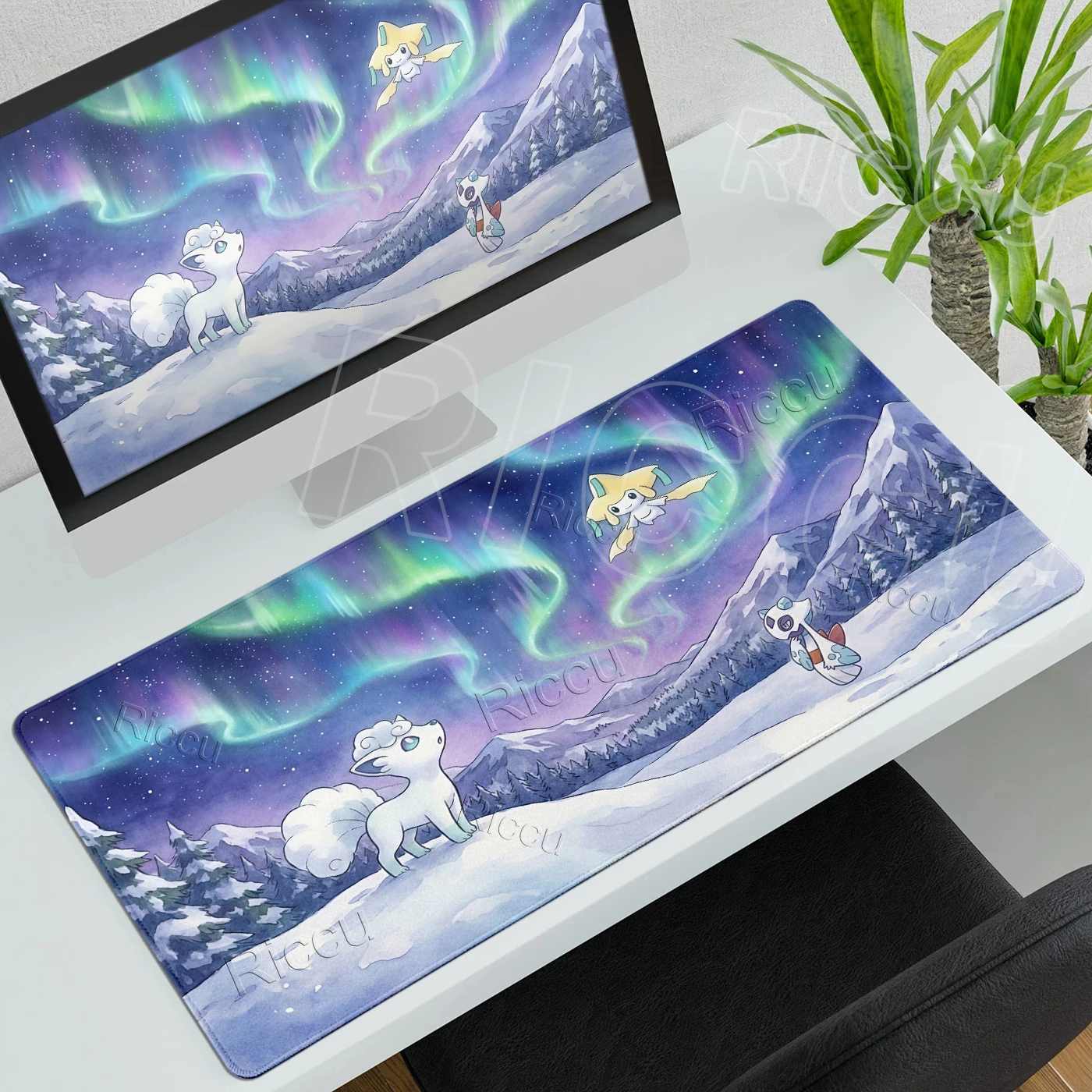 Anime Extended Mousepad Gaming Pokemon Vulpix Computer Mehchanical Keyboard Carpet Gamer Office Accessories Anti-slip Rubber Pad